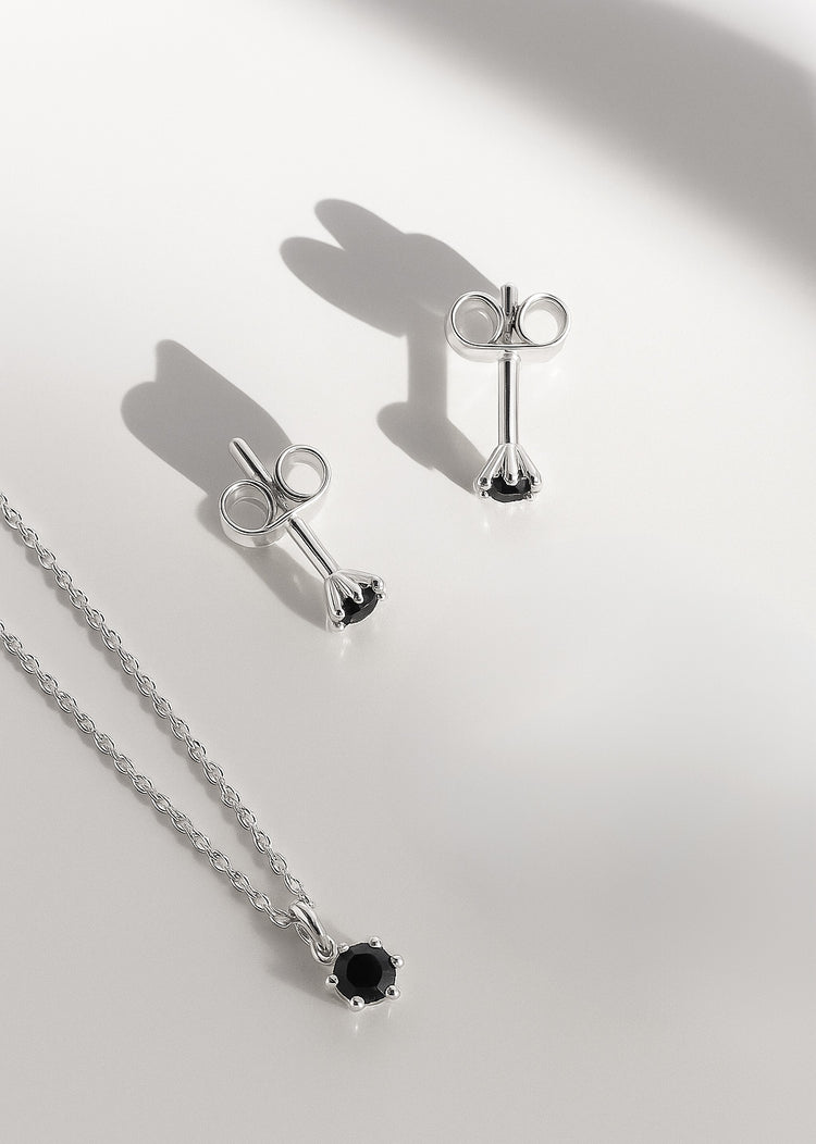 Julie Diamond Earrings, Black Diamonds