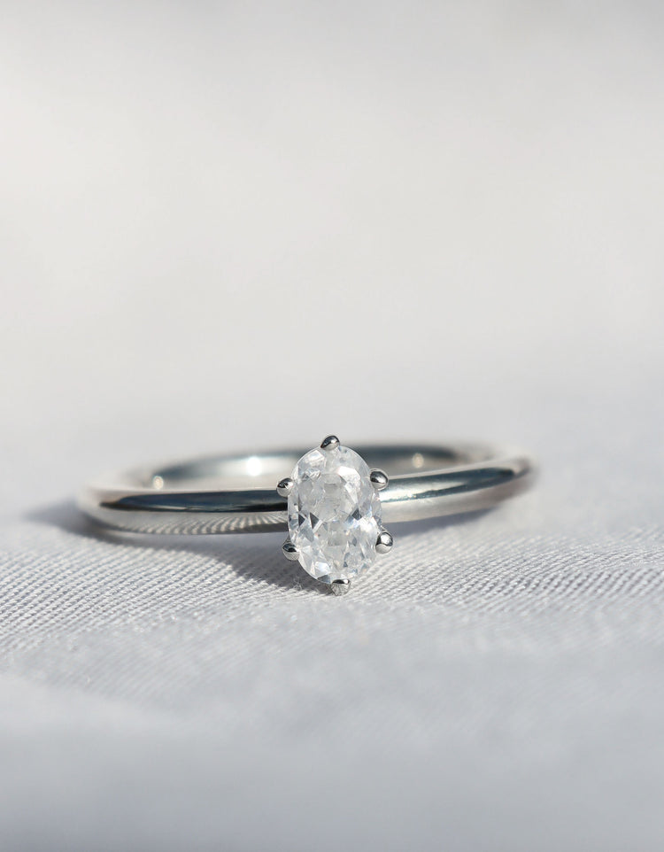 June 0.5 ct Oval Diamond, Solitaire Ring, Wedding/Engagement Ring