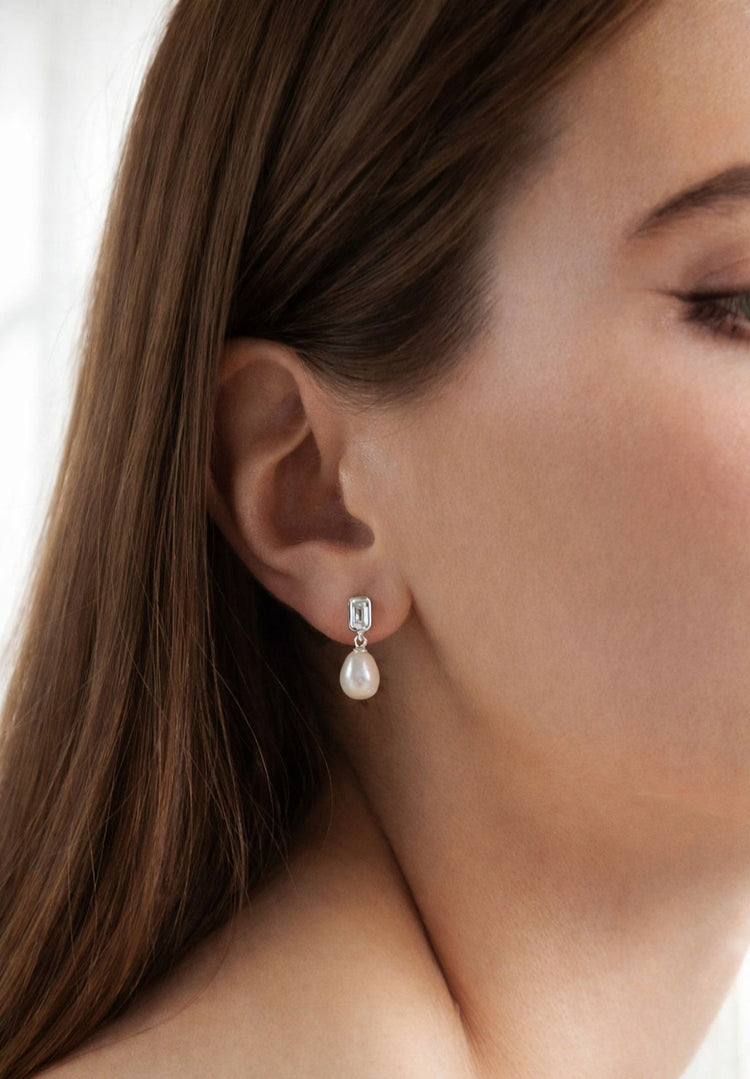 Deco Pärlörhängen silver