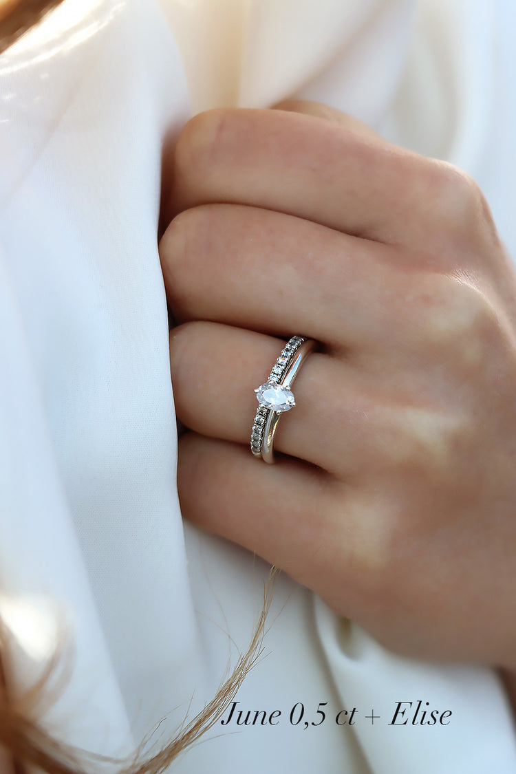 Wedding / Engagement Rings Couple, June + Elise Diamond Ring