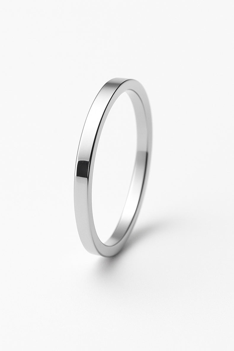 Silver engagement ring, 2 mm, Straight profile