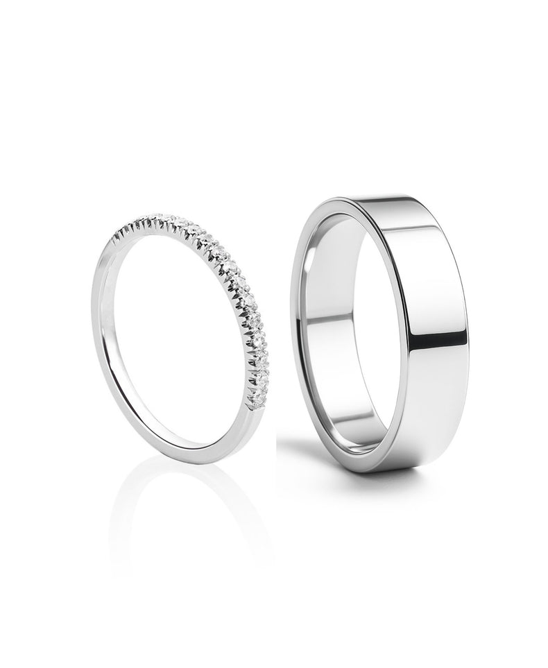 Sienna + Plain silver ring 7 mm | Wedding / Engagement rings for couples