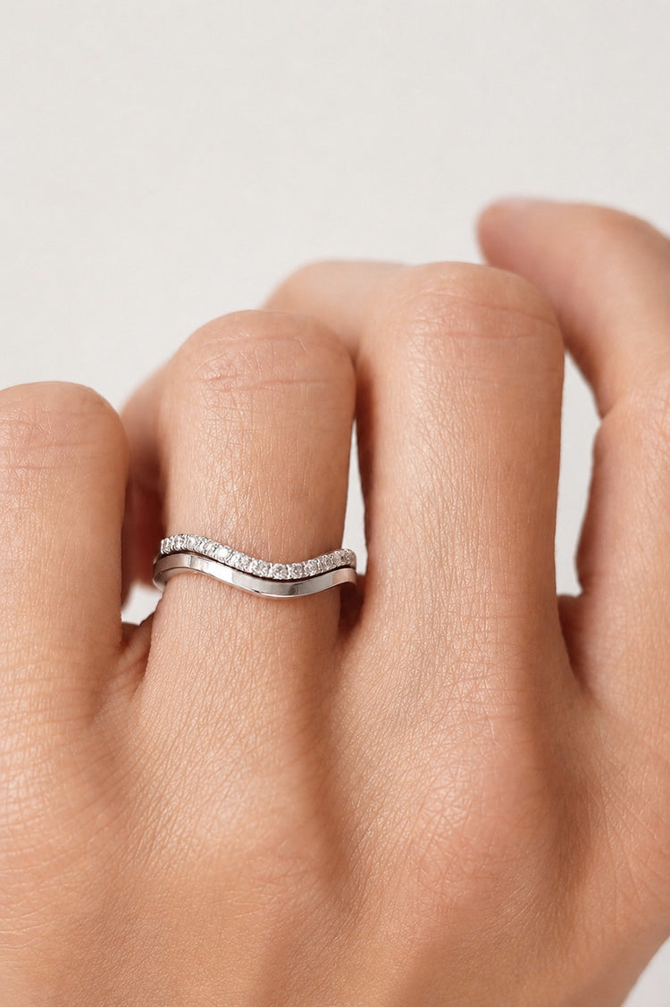 Line Silver Engagement Ring