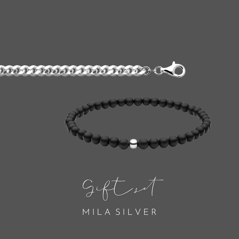 Gift set | Men's jewelery Bracelet Armor chain + Onyx bracelet