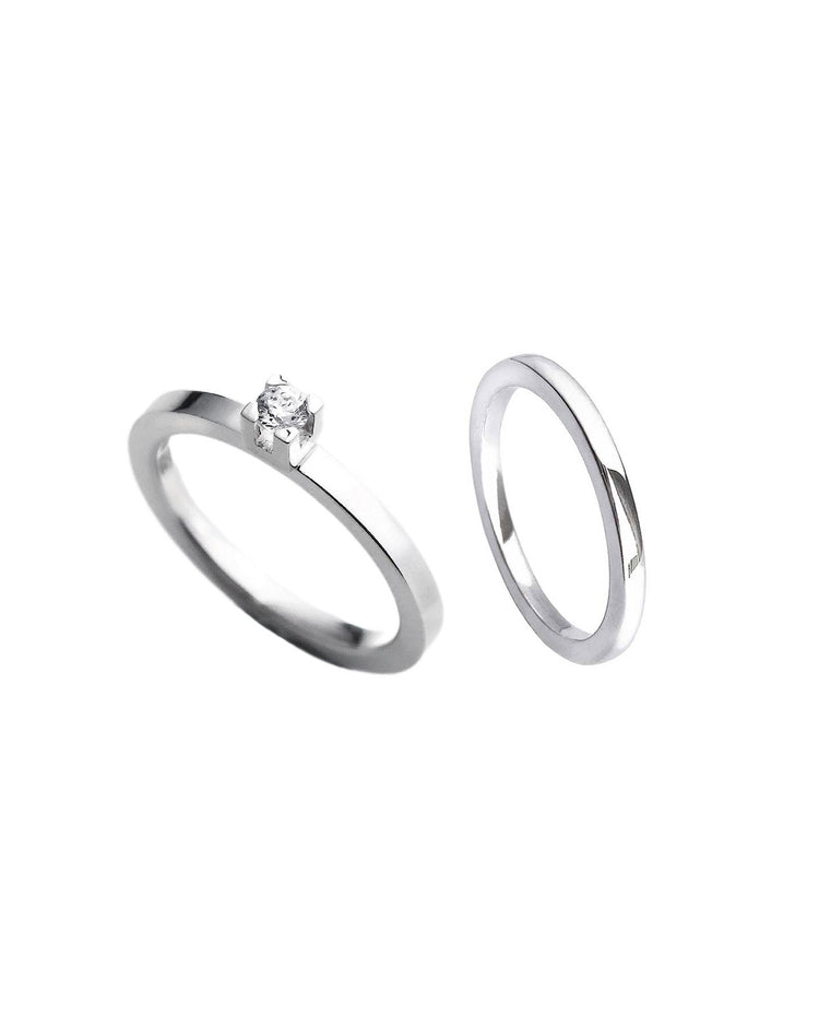 Wedding/Engagement rings Couple, Monet 0.10 ct + Silver ring straight