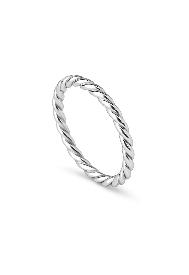 Mila Combo Thin Silver ring, Twisted