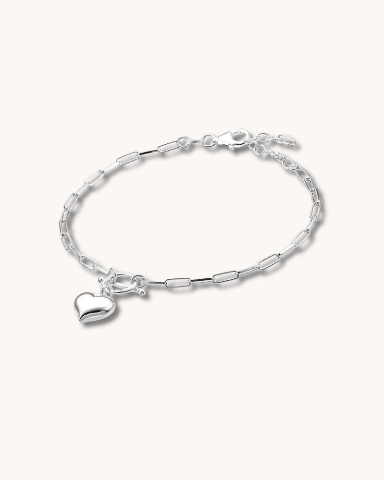 Dome Heart Chain bracelet, silver