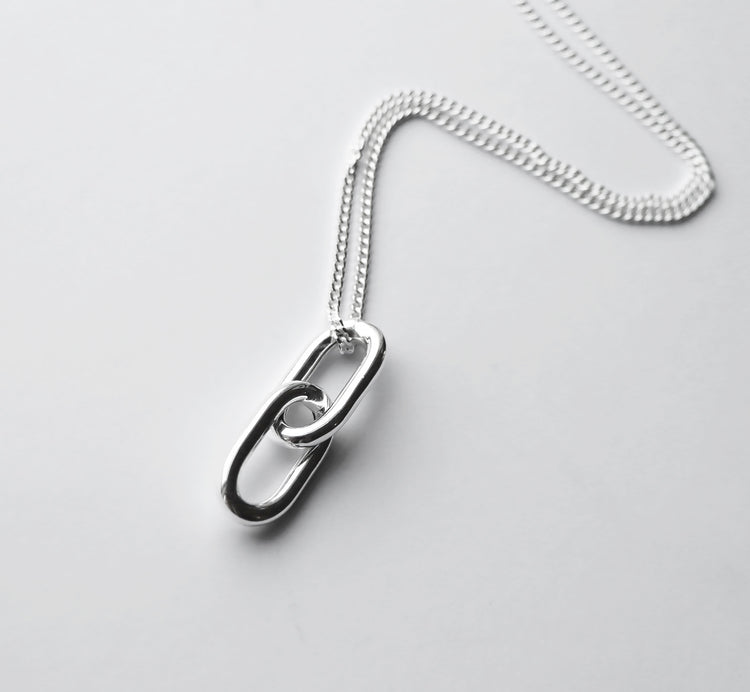 Chunky Paperclip Links Necklace, silver