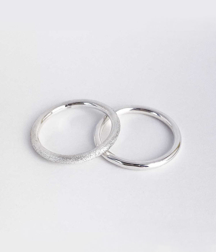 Mila Combo ring thin, frosted silver