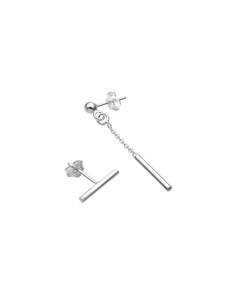 Rod Chain Rod earrings, silver