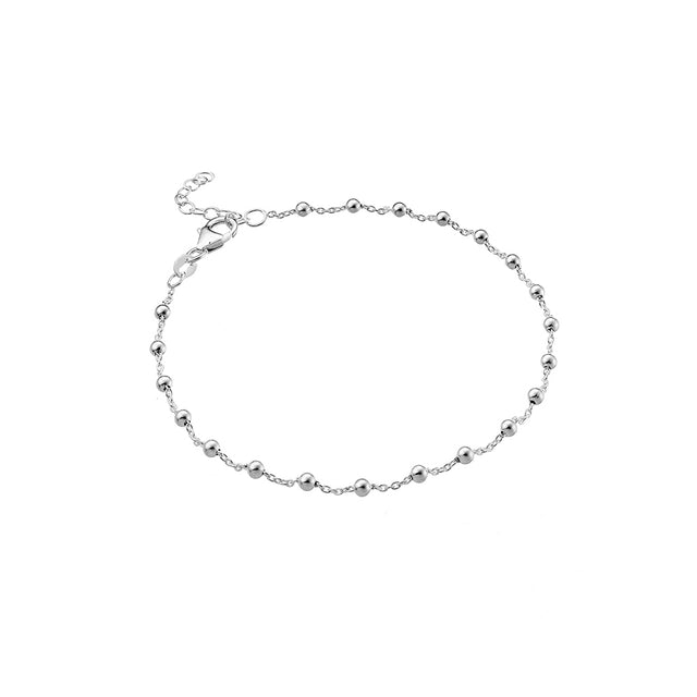 Fotlänk i äkta silver med ställbar längd och små silverkulor.