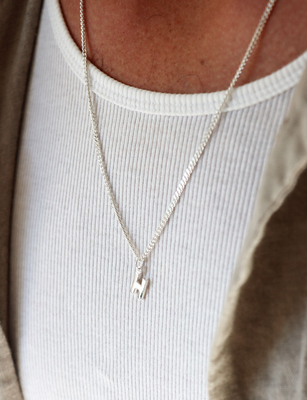 Men's letter necklace | Sterling silver | Mila Silver