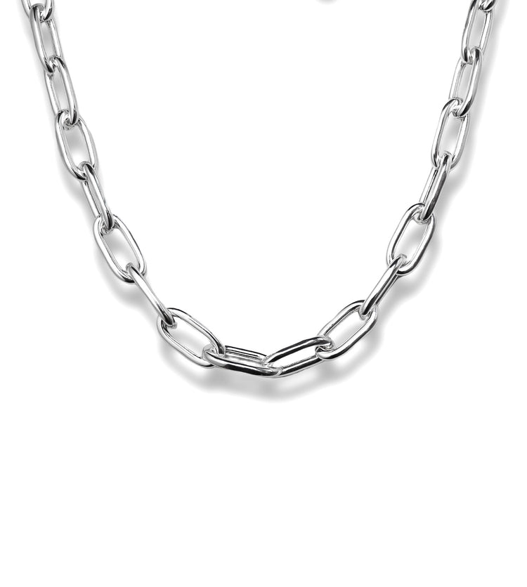 Chunky kedje halsband med ovala stora länkar i 925 silver. 