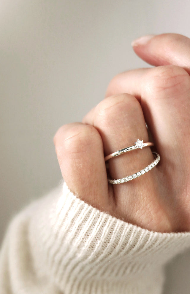 Wedding / Engagement Ring Couple, Julie 0.10 ct + Elise diamond ring