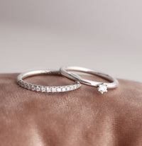 Wedding / Engagement Rings Couple | Julie 0.10 ct + Plain silver ring