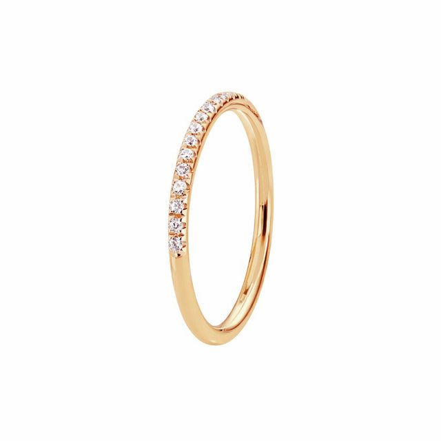 Alliansring i 18k. guld med diamanter. Halv-alliansring till vigsel eller förlovning.