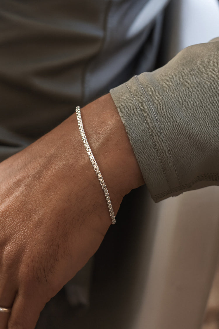 Silverarmband till herr, Box kedja