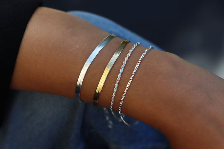 Flat Snake Chain Bracelet, gold