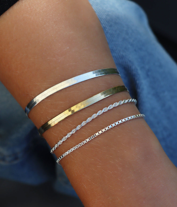Flat Snake Chain Bracelet, gold