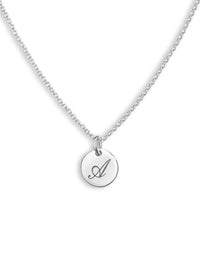 Letter necklace silver, Engraved letter A-Ö, Writing style