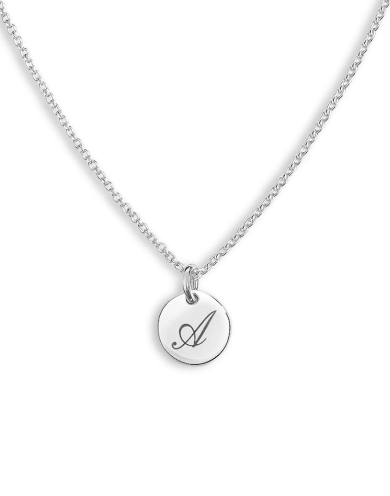 Letter necklace silver, Engraved letter A-Ö, Writing style