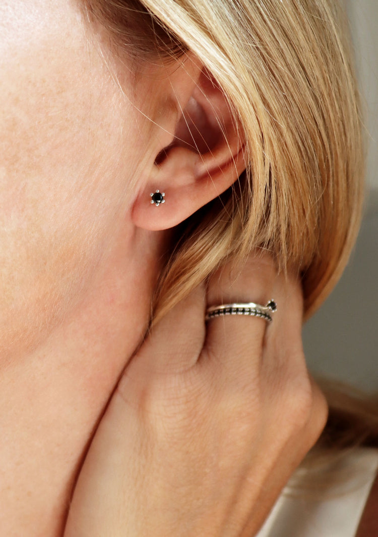 Julie Diamond Earrings, Black Diamonds
