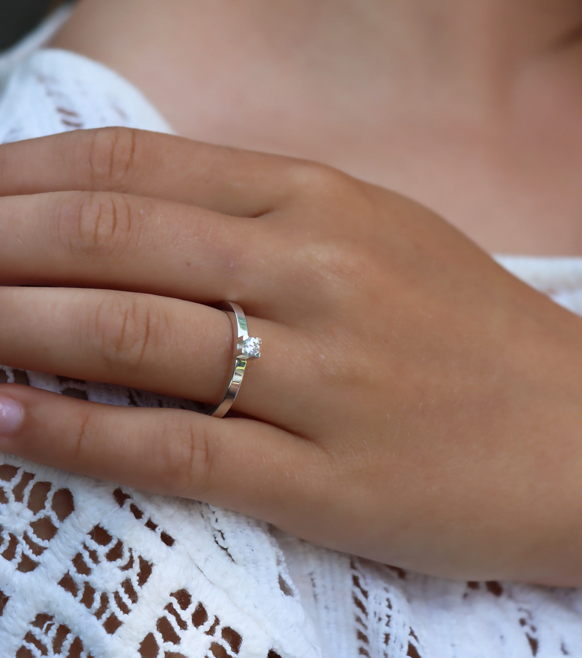 Monet diamond ring | Silver ring with 0.10 ct diamond. – Mila Silver
