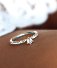 Julie Wedding / Engagement Ring, Side Stone Ring 0.49 ct Diamond