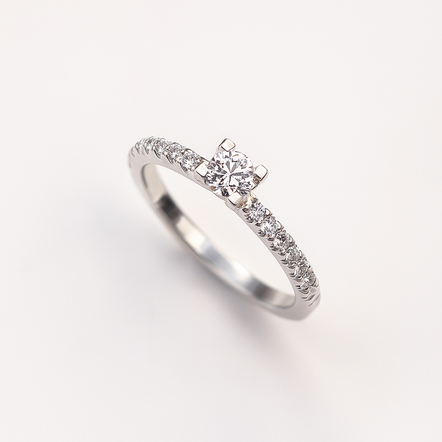 Monet Wedding / Engagement Ring, Side Stone Ring 0.53 ct Diamond
