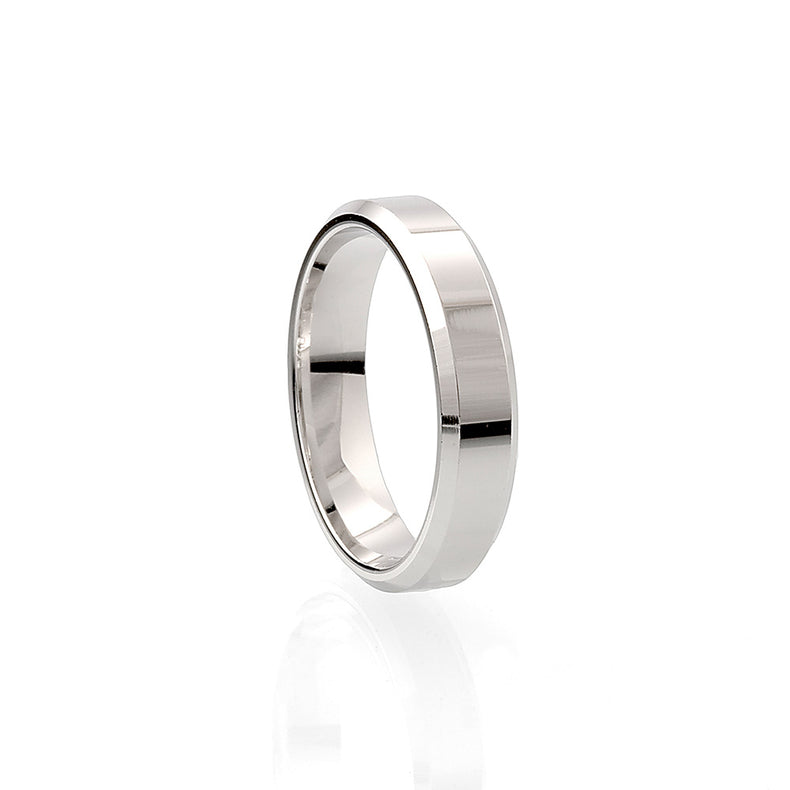 Wedding / Engagement Ring for Men, Silver Ring, 5 mm, Beveled Edge | 925 Silver