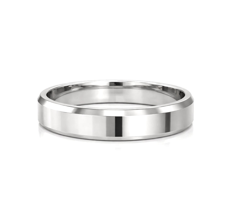 Wedding / Engagement Ring for Men, Silver Ring, 5 mm, Beveled Edge | 925 Silver