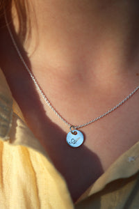 Letter necklace silver, Engraved letter A-Ö, Writing style