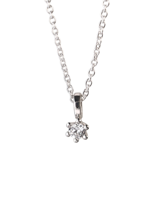 Diamanthalsband med rund briljantslipad diamant 0,10 ct i silverkedja. 