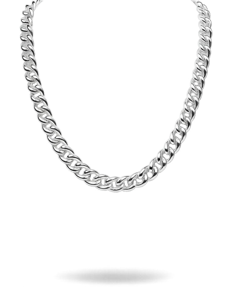 Halsband med bred silverkedja till dam. Chunky pansar kedja i 925 silver. 