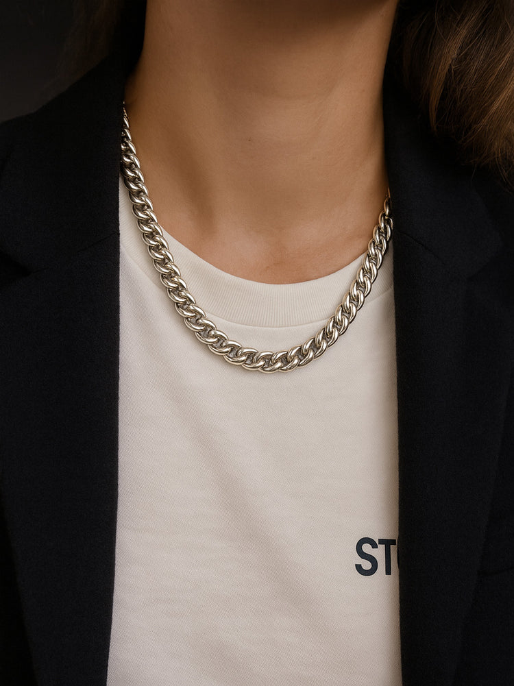 Chunky Curb Chain Necklace | 925 silver