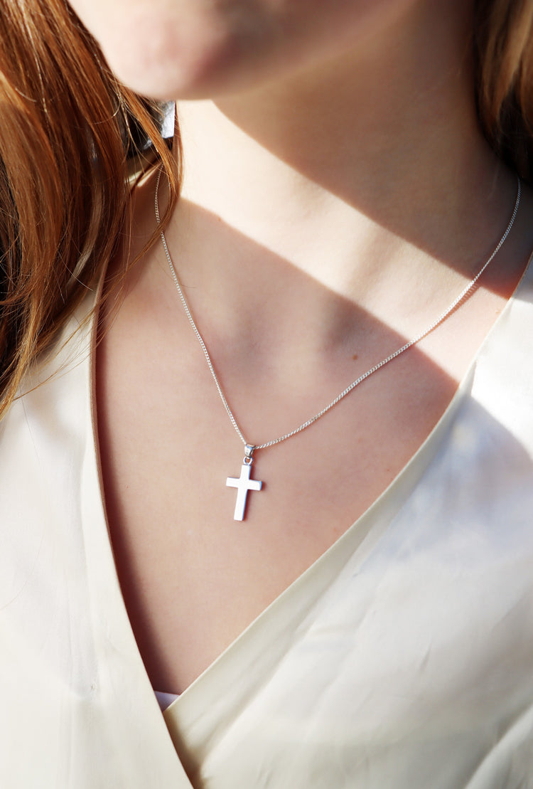 Silver Cross Plain Necklace | 925 silver