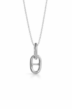 Silverhalsband med två ankarlänkar i kedja. 