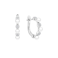 Dotted Crystals &amp; Pearls Hoops, Earrings