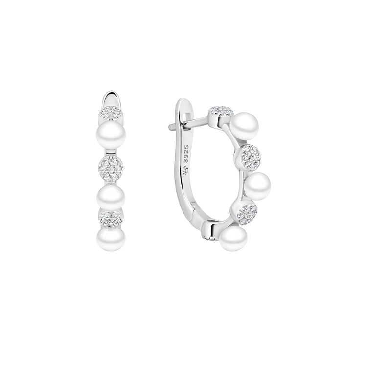 Dotted Crystals &amp; Pearls Hoops, Earrings
