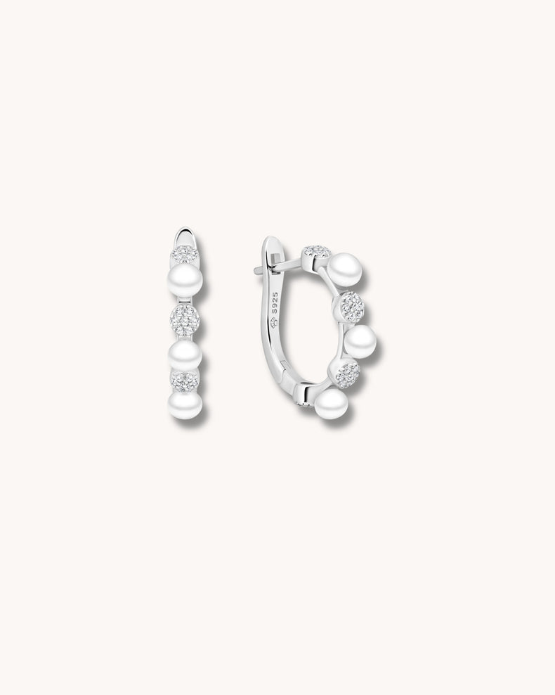 Dotted Crystals &amp; Pearls Hoops, Earrings