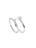 Par vigselring och förlovningsring med diamanter. Alliansring + solitärring 0,25 ct.