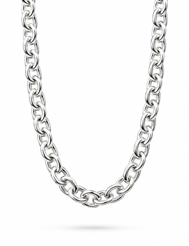 Halsband med bred silverkedja till dam