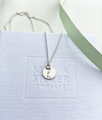 Letter necklace silver, Engraved letter A-Ö, Writing style