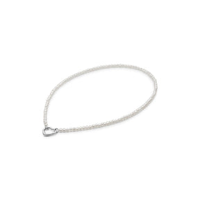 Pärlhalsband med hjärtformat lås i äkta silver