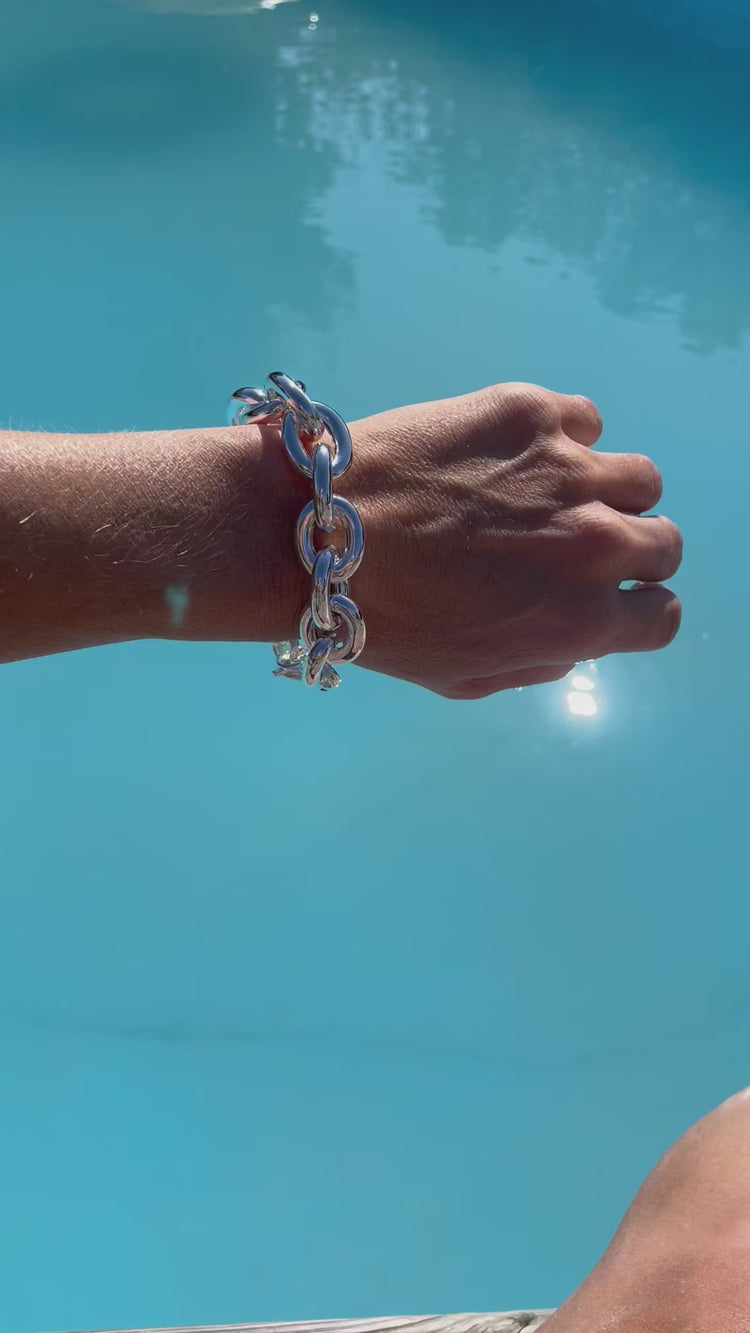 Mega Chunky Chain Bracelet, 18 mm | 925 sterling silver