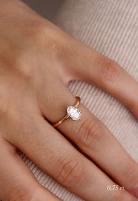 June Diamond Ring Oval Diamond, Wedding / Engagement Ring | 18k Gold