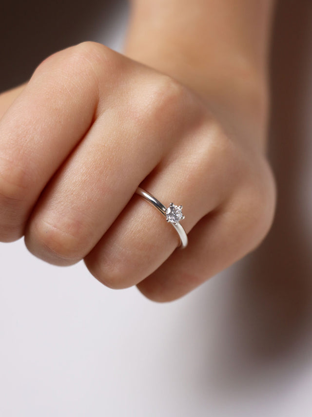 Wedding / Engagement Rings Couple | Julie 0.25 ct + Plain silver ring