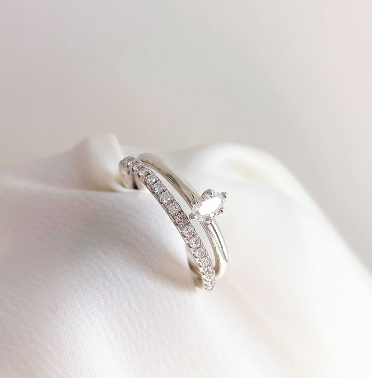 Elise Alliansring 0.27 ct diamantring, Vigselring / Förlovningsring | 18k. vitguld