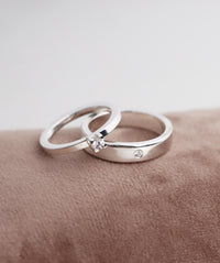 Wedding / Engagement Rings Couple | Monet 0.10 ct + Plain Diamond Ring
