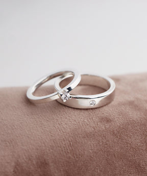 Ring set till dam och herr med förlovningsringar i silver med diamanter
